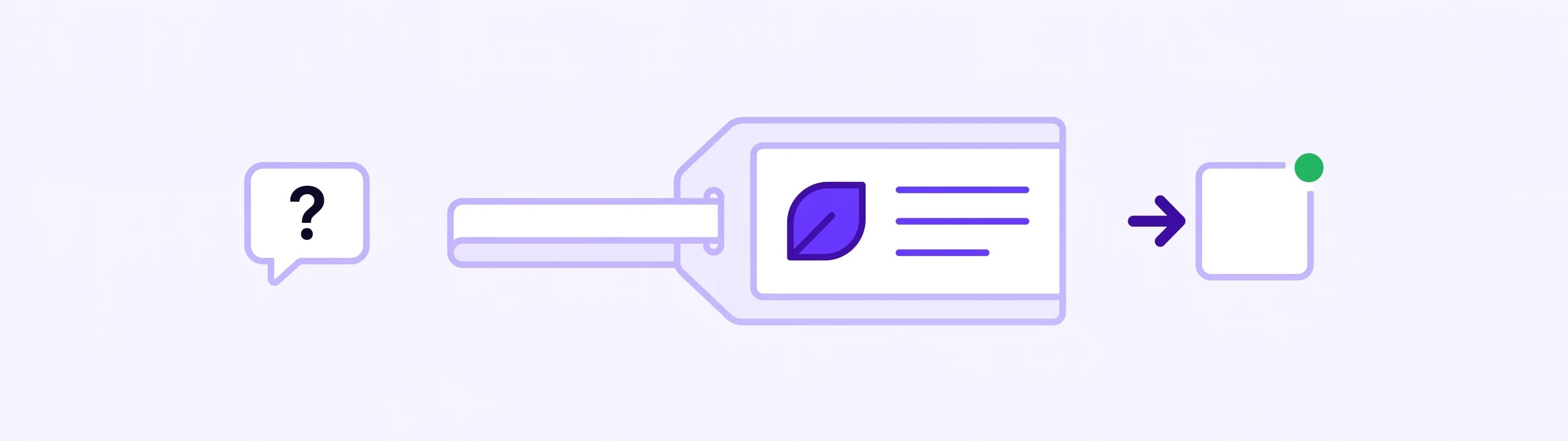 A luggage tag holding property information connects a guest question to a clear next step