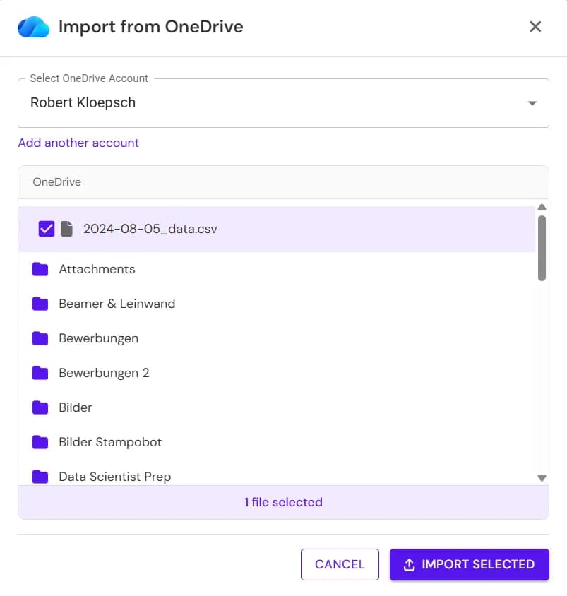 Select Files from OneDrive in Ultimo Bots