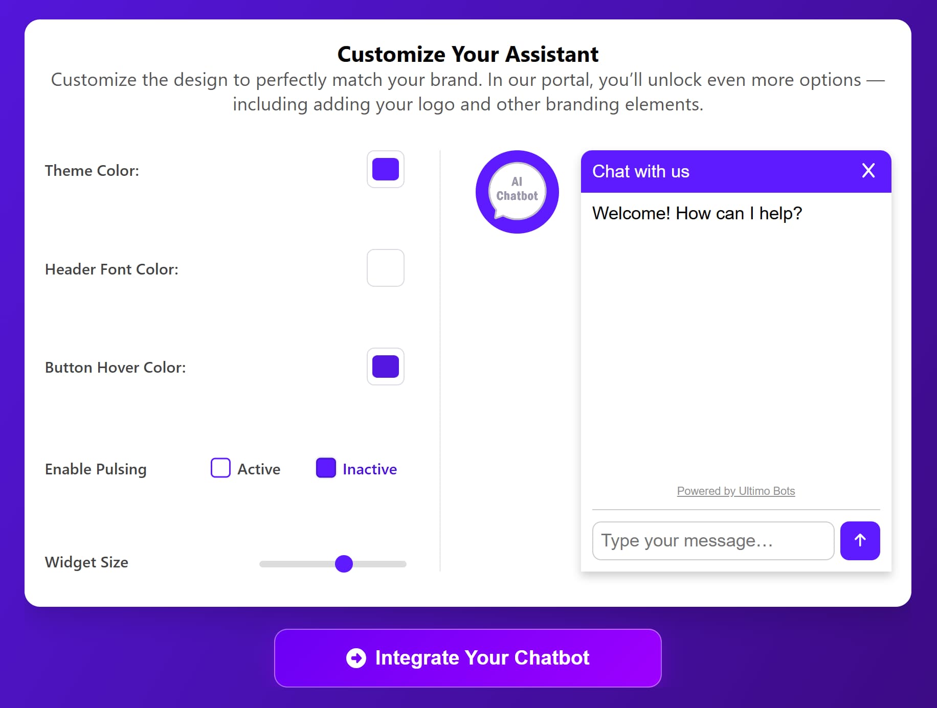 Ultimo Bots Step 4 Integrate Chatbot