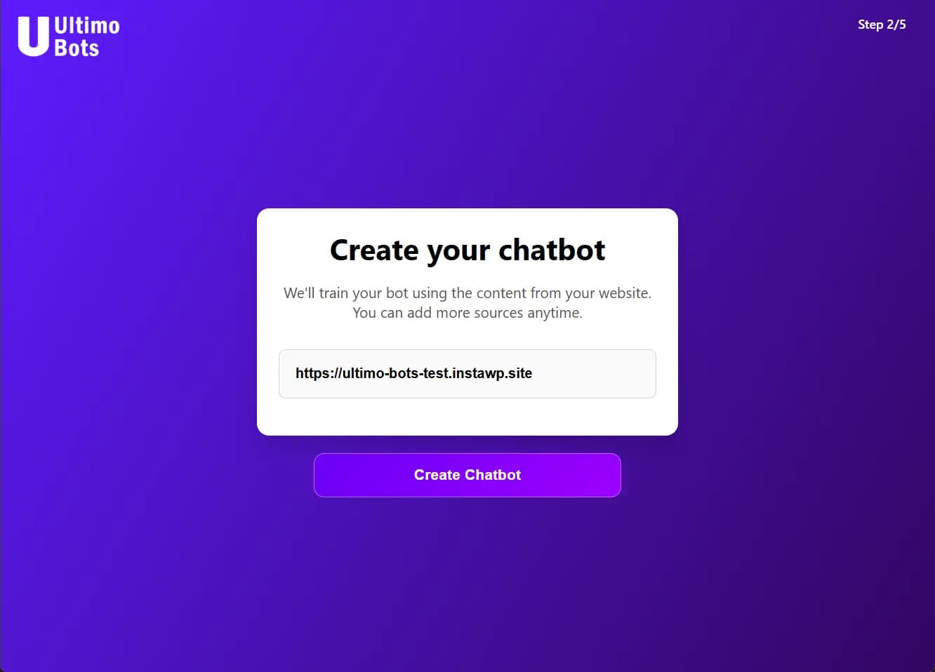 Ultimo Bots WordPress Step 2 Generate Chatbot