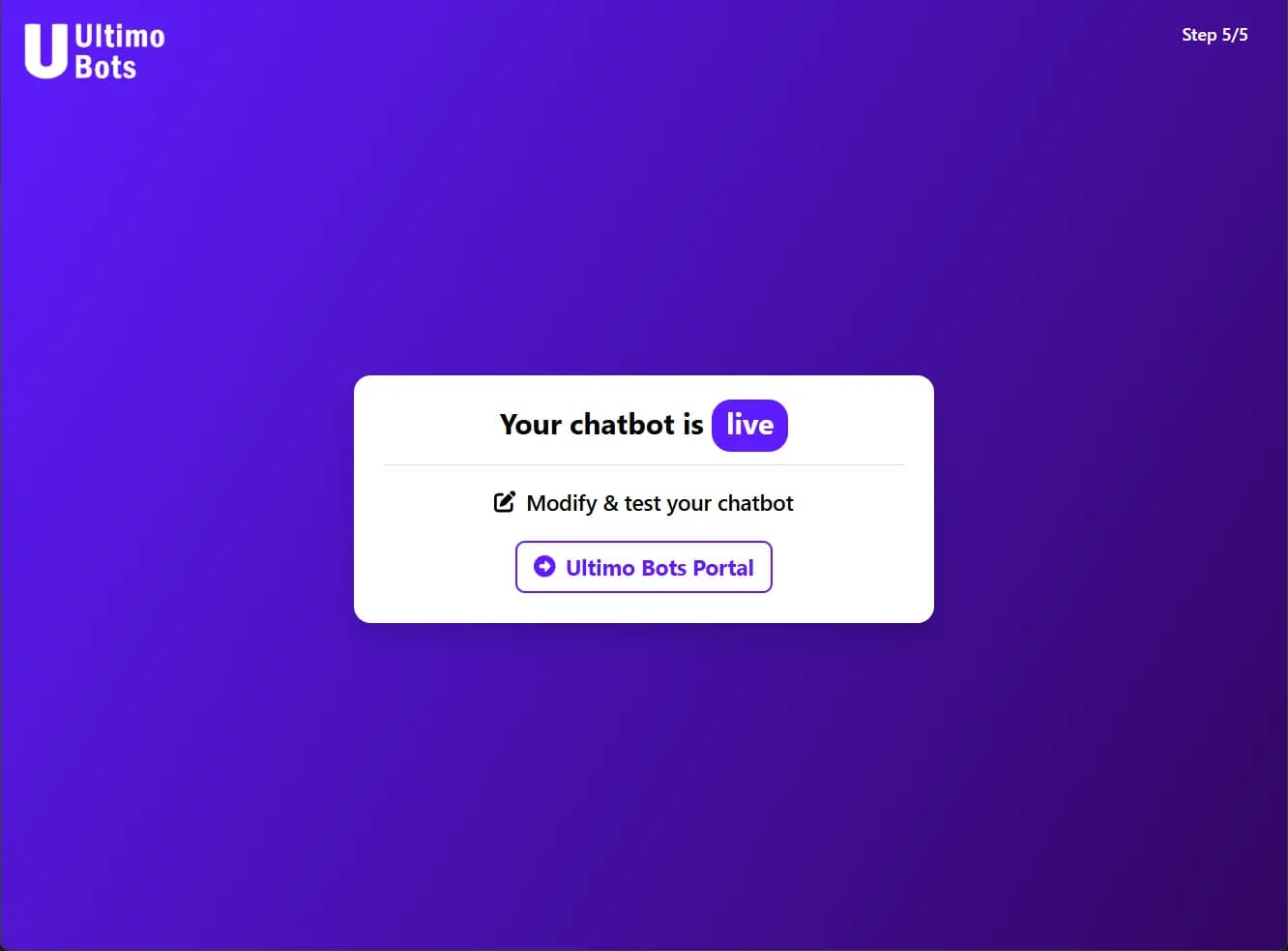 Ultimo Bots WordPress Step 4 Chatbot Live