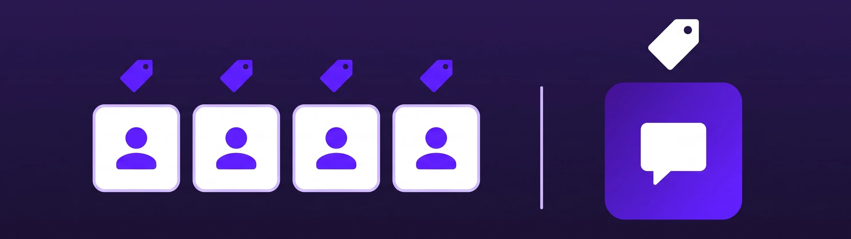 Four staff seats each carrying their own price tag beside one AI agent carrying a single price tag