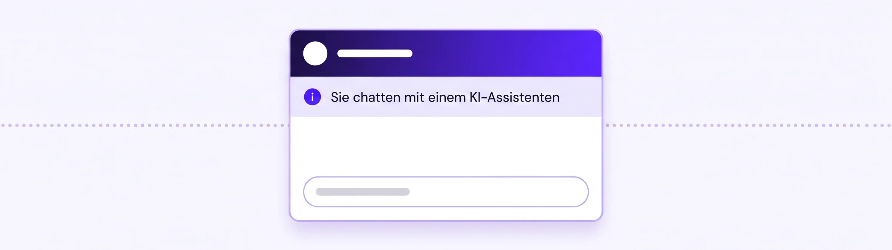 Chatfenster mit dem Hinweis Sie chatten mit einem KI-Assistenten unter dem Kopfbereich, bevor die erste Nachricht getippt wird