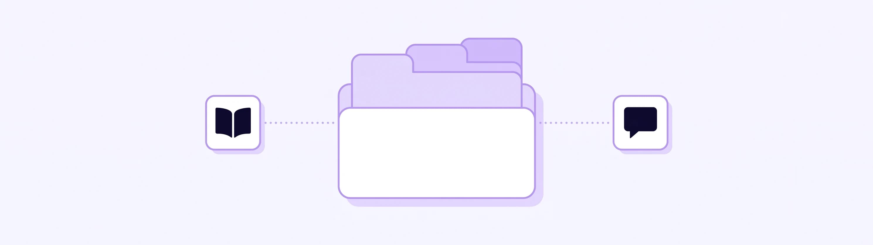 An orderly index of business sources connected to a speech bubble, representing traceable customer answers